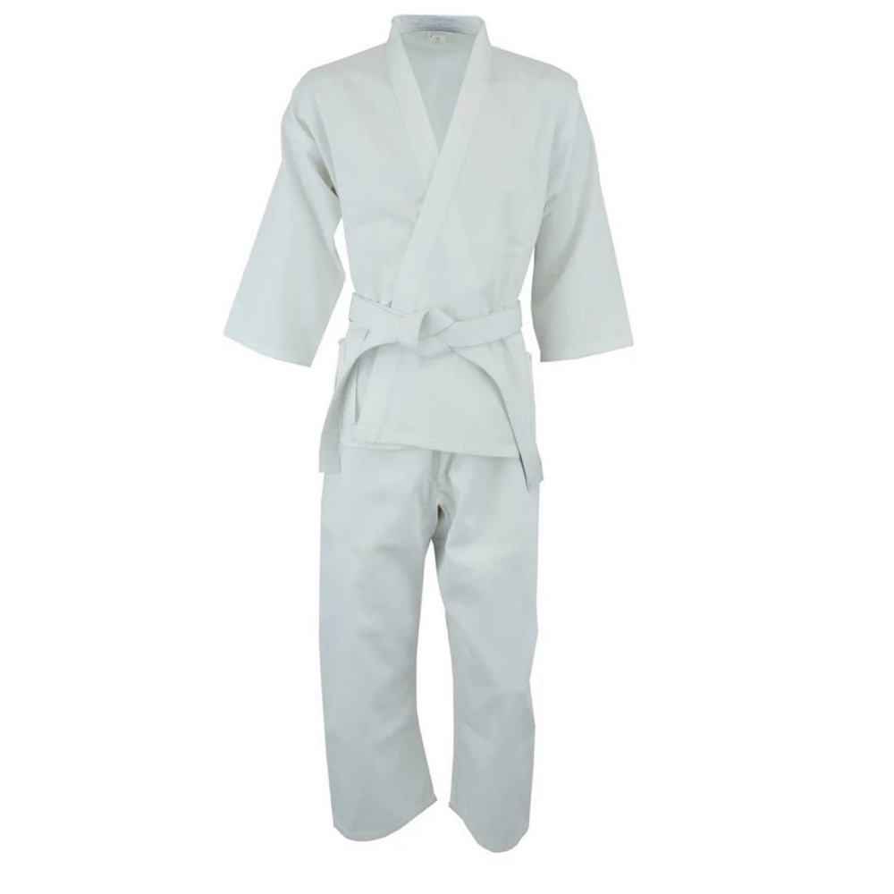 White Martial Arts Gi Uniform (Karate Uniform) 160cm (5.3 ft) with a White Belt